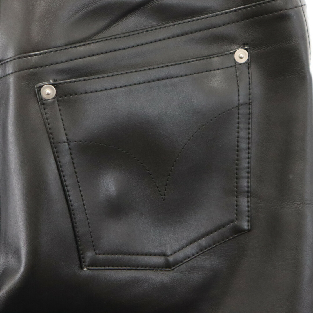 KWAIDAN EDITIONS カイダン エディションズ LEATHER PANTS カットオフ レザーストレートパンツ ブラック メンズのパンツ(その他)の商品写真