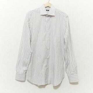 バルバ(BARBA)のBARBA(バルバ) 長袖シャツ サイズ41 メンズ美品  - 白×グレー×ピンク ストライプ(シャツ)