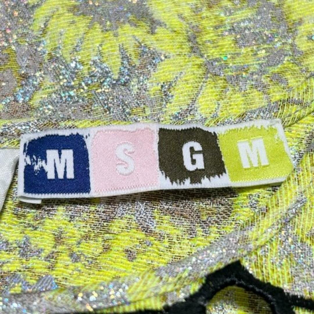 MSGM(エムエスジイエム)のMSGM(エムエスジィエム) 半袖カットソー サイズ40 M レディース - ライトグレー×イエローグリーン×マルチ ラメ/刺繍 レディースのトップス(カットソー(半袖/袖なし))の商品写真