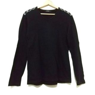 バーバリーブラックレーベル(BURBERRY BLACK LABEL)のBurberry Black Label(バーバリーブラックレーベル) 長袖Tシャツ サイズ2 M メンズ - 黒×グレー Vネック(Tシャツ/カットソー(七分/長袖))