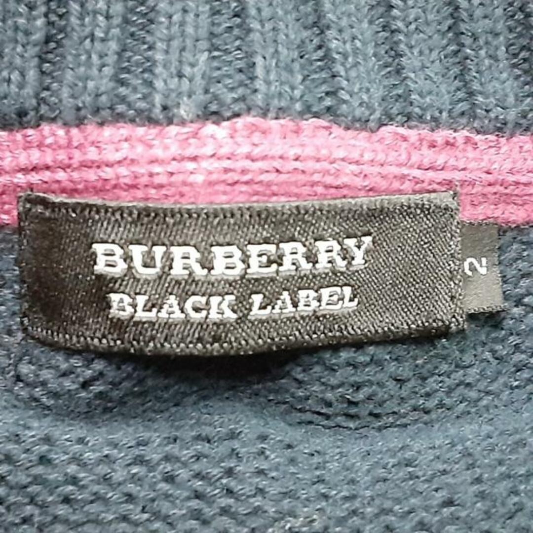 BURBERRY BLACK LABEL(バーバリーブラックレーベル)のBurberry Black Label(バーバリーブラックレーベル) カーディガン サイズ2 M メンズ - ダークネイビー×ピンク 長袖 メンズのトップス(カーディガン)の商品写真