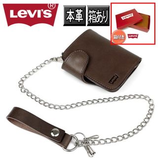 リーバイス(Levi's)のメンズ折り財布 リーバイス 本革 ウォレットチェーン付き 8145 新品 DBR(折り財布)