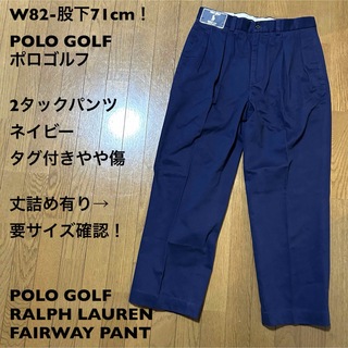 ポロゴルフ(Polo Golf)のW82-股下71cm！POLO GOLFポロゴルフ 古着2タックパンツ ネイビー(ウエア)