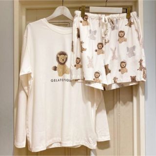 ジェラートピケ(gelato pique)のジェラートピケ♡ライオン柄♡ぬいぐるみロングスリーブTシャツ＆ショートパンツ♡(Tシャツ(長袖/七分))