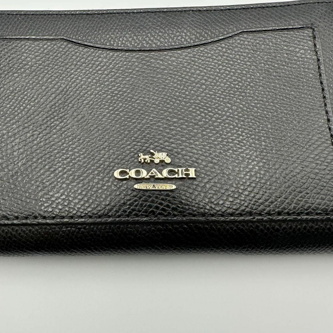 COACH(コーチ)の【美品】長財布　コーチ　coach 黒　本革　シック　シンプル　ラウンドジップ レディースのファッション小物(財布)の商品写真