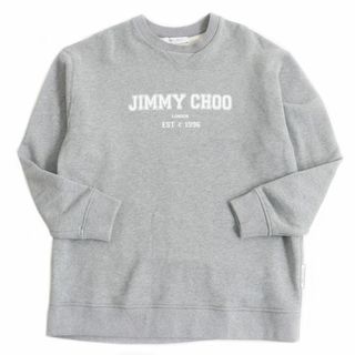 ジミーチュウ(JIMMY CHOO)の美品□JIMMY CHOO/ジミーチュウ J000142173 JC-COLLEGE カレッジロゴ オーバーサイズ スウェットシャツ/トレーナー グレー S イタリア製(スウェット)