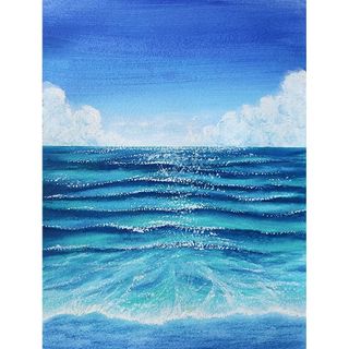 アクリル画　海　風景画　パステル画　アート　絵(アート/写真)