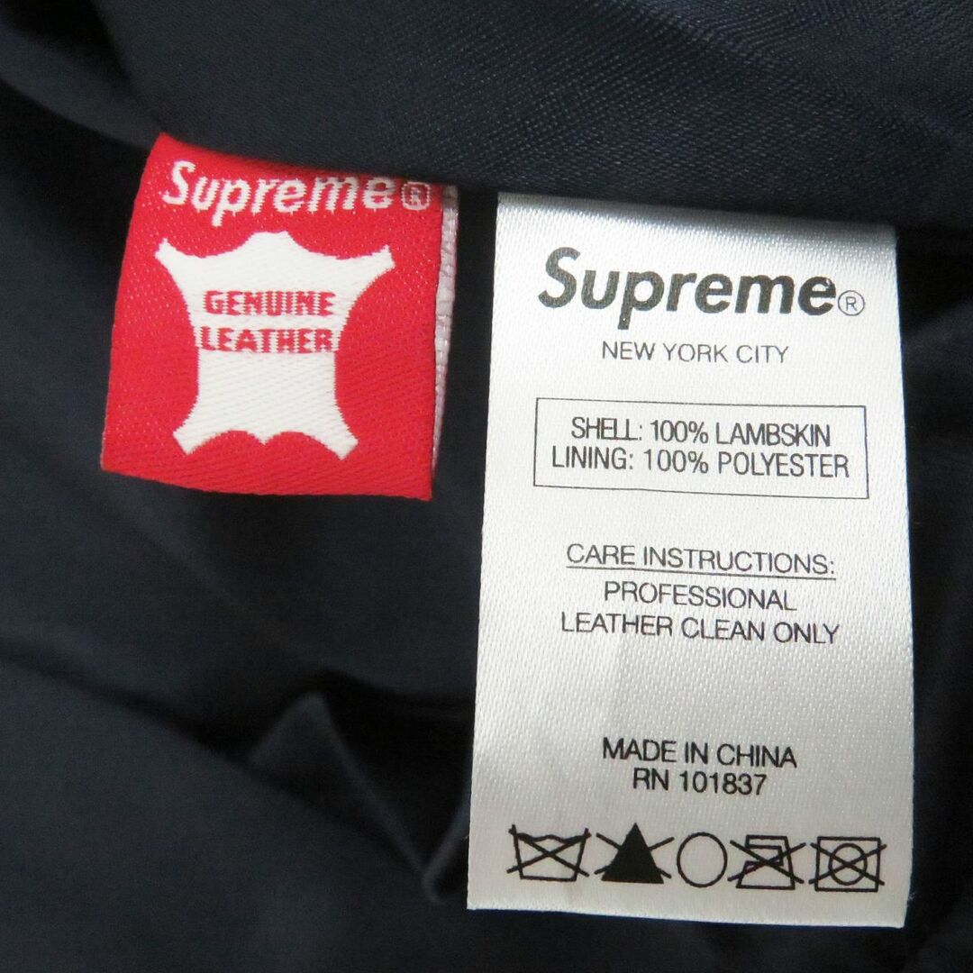 Supreme(シュプリーム)の美品□Supreme×47 BRAND ニューヨークヤンキース ラムスキン レザー バーシティジャケット/ブルゾンジャケット ダークネイビー S 正規品 メンズのジャケット/アウター(レザージャケット)の商品写真