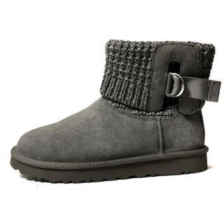 アグ(UGG)のUGG(アグ) ショートブーツ 25 レディース美品  クラシック ソレン ミニ 1113463 グレー×ダークグレー ムートン×ウール(ブーツ)