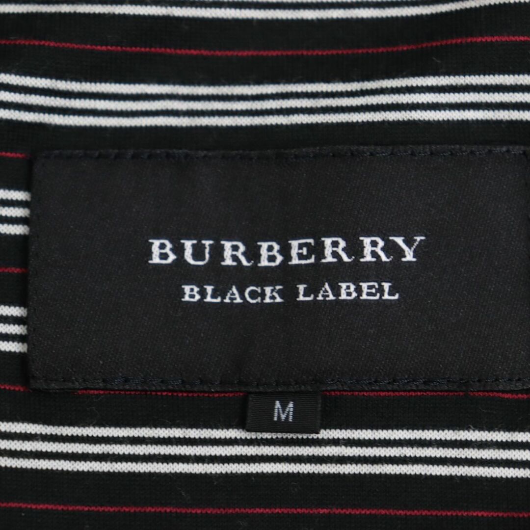 BURBERRY(バーバリー)の美品◆バーバリーブラックレーベル ロゴ刺繍 ダブルジップ 裏地ボーダー柄 ナイロンジップパーカー ブラック M 正規品 メンズ◎ メンズのトップス(パーカー)の商品写真