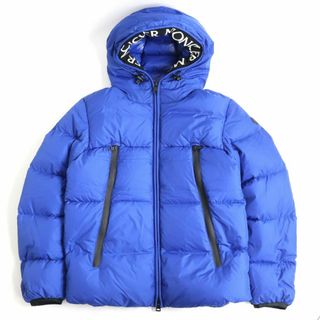 モンクレール(MONCLER)の美品◆19-20AW モンクレール MONTCLA GIUBBOTTO モンクラ ロゴ刺繍入り フーデッド WZIP ダウンジャケット ブルー 1 正規品 メンズ(ダウンジャケット)