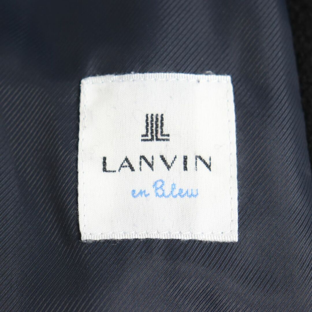 LANVIN(ランバン)の美品◆ランバンオンブルー ラビットファー ベルト付き オーバーシルエット ウールチェスターコート/ロングコート 黒×紺 50 メンズ 正規品 メンズのジャケット/アウター(チェスターコート)の商品写真