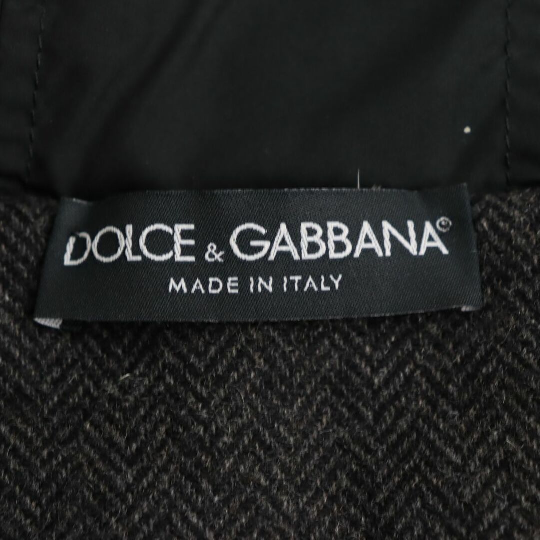 DOLCE&GABBANA(ドルチェアンドガッバーナ)の極美品◆ドルチェ＆ガッバーナ ヘリンボーン柄 ウールニット切替 カシミヤ ツイードダウンジャケット 46 チャコールグレー 伊製 正規品 メンズのジャケット/アウター(ダウンジャケット)の商品写真