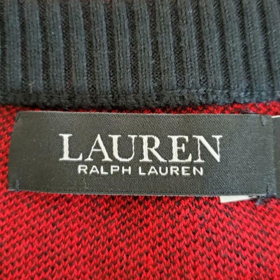 Ralph Lauren(ラルフローレン)のRalphLauren(ラルフローレン) 長袖セーター サイズM レディース美品  - 黒×レッド クルーネック/チェック柄 レディースのトップス(ニット/セーター)の商品写真