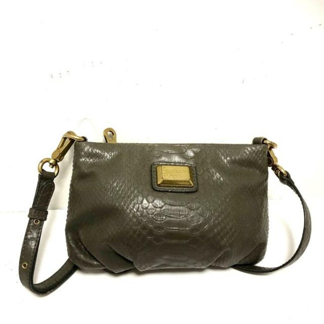 MARC BY MARC JACOBS(マークバイマークジェイコブス)のMARC BY MARC JACOBS(マークバイマークジェイコブス) ショルダーバッグ美品  - ダークグレー 型押し加工/ミニバッグ レザー レディースのバッグ(ショルダーバッグ)の商品写真