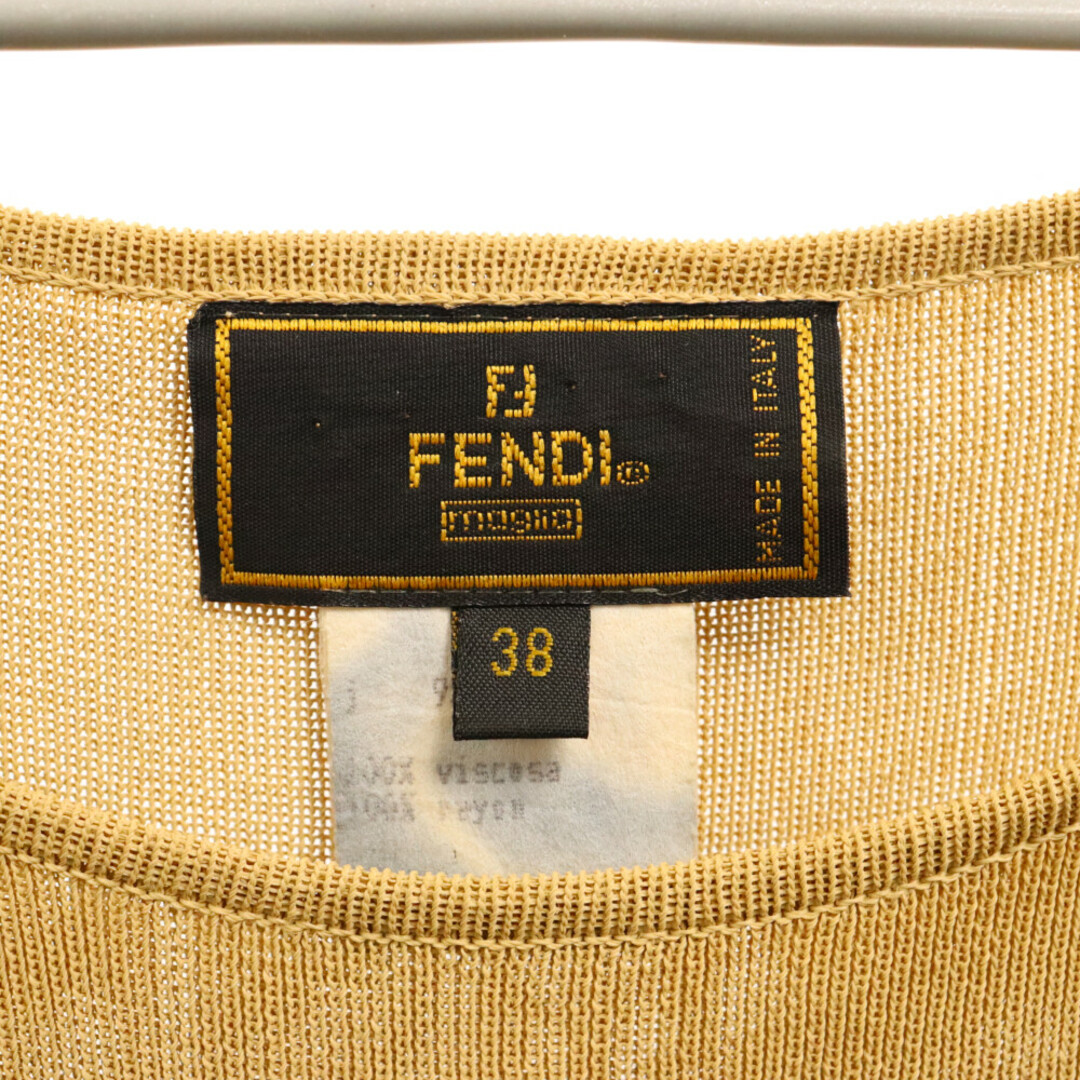 FENDI(フェンディ)のFENDI フェンディ ロゴ ジャガード ノースリーブ レーヨン ニット ワンピース レディース ベージュ メンズのトップス(Tシャツ/カットソー(半袖/袖なし))の商品写真