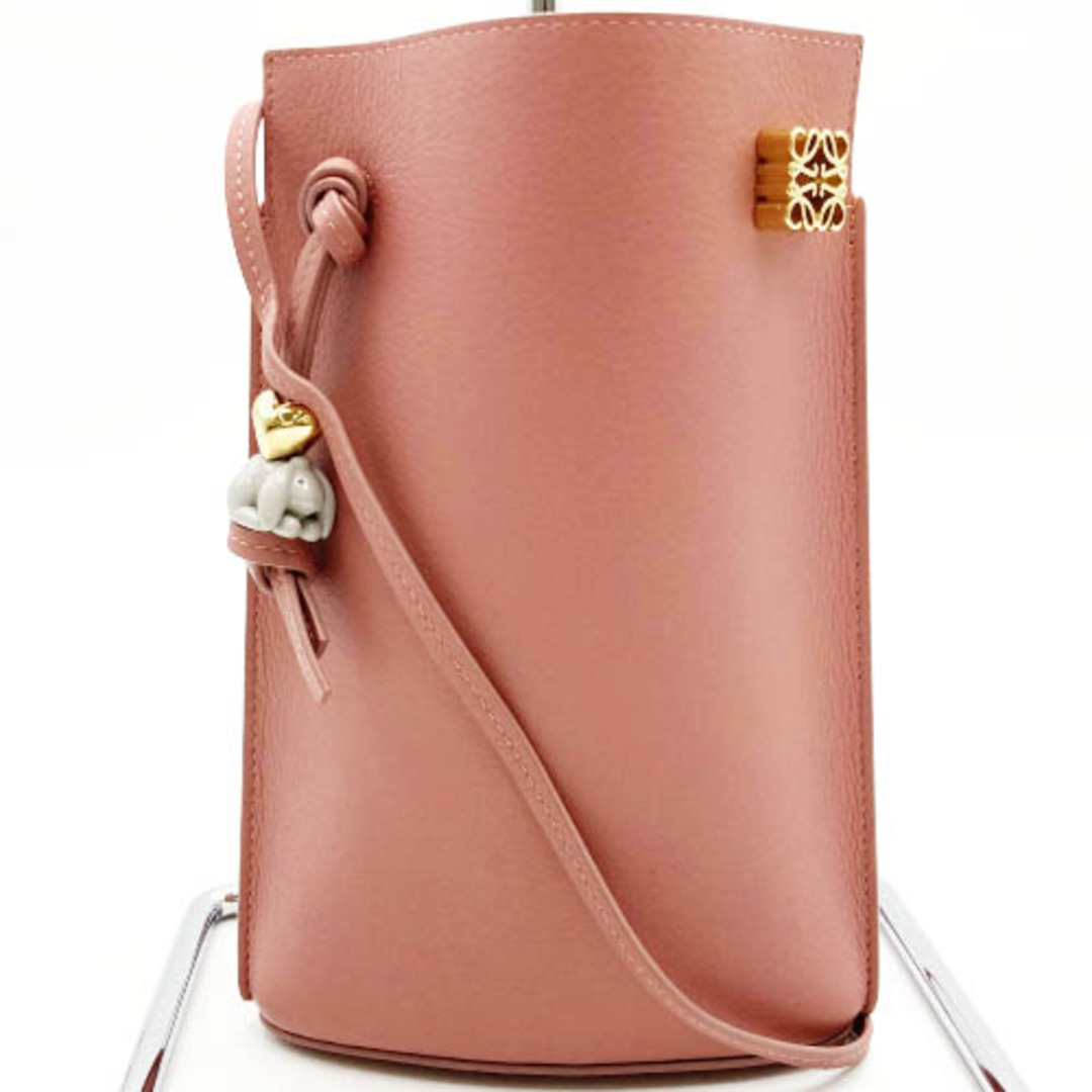 LOEWE(ロエベ)の美品 LOEWE ロエベ ダイスポケット ショルダーバッグ ミニバッグ ポシェット 斜め掛け バッグ ピンク レザー レディース ファッション USED 【中古】 レディースのバッグ(ショルダーバッグ)の商品写真