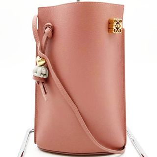 ロエベ(LOEWE)の美品 LOEWE ロエベ ダイスポケット ショルダーバッグ ミニバッグ ポシェット 斜め掛け バッグ ピンク レザー レディース ファッション USED 【中古】(ショルダーバッグ)