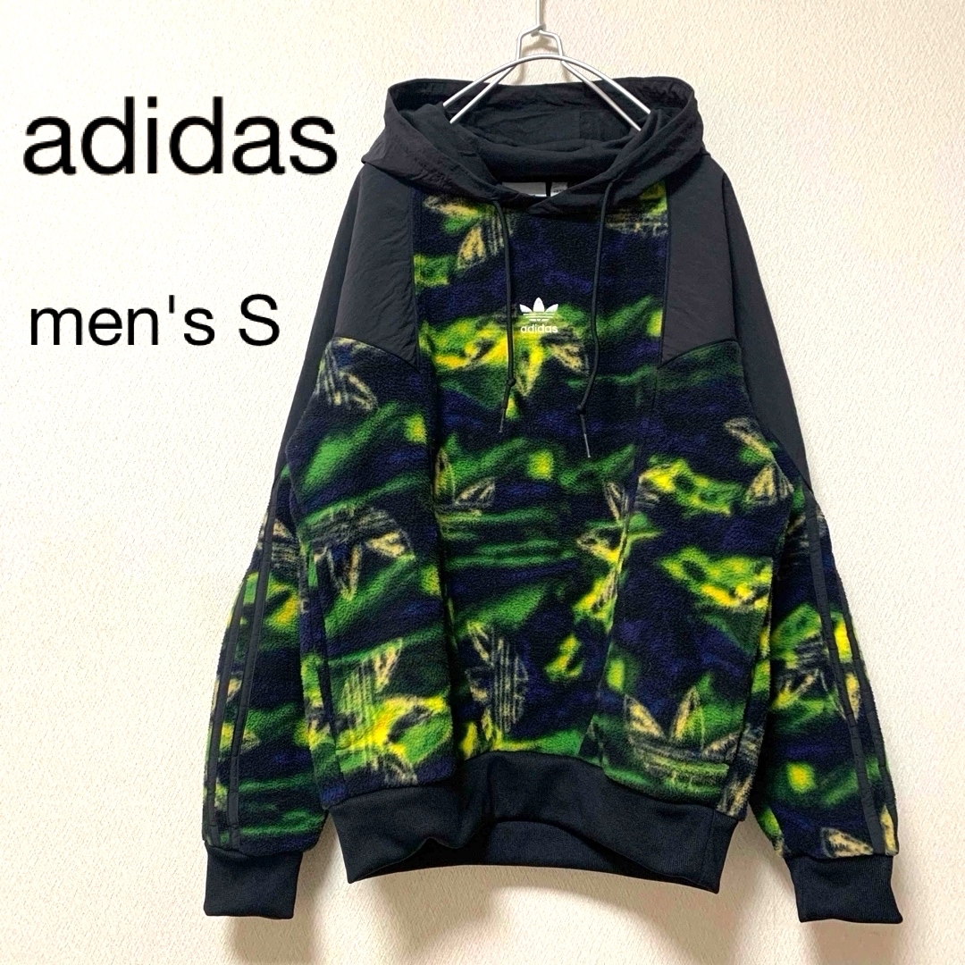 Originals（adidas）(オリジナルス)のA【美品】adidasアディダス　ロゴボアフリースナイロンパーカーSプルオーバー メンズのトップス(パーカー)の商品写真