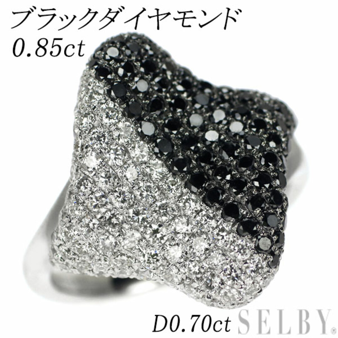 K18WG ブラックダイヤ ダイヤモンド リング 0.85ct D0.70ctアクセサリー