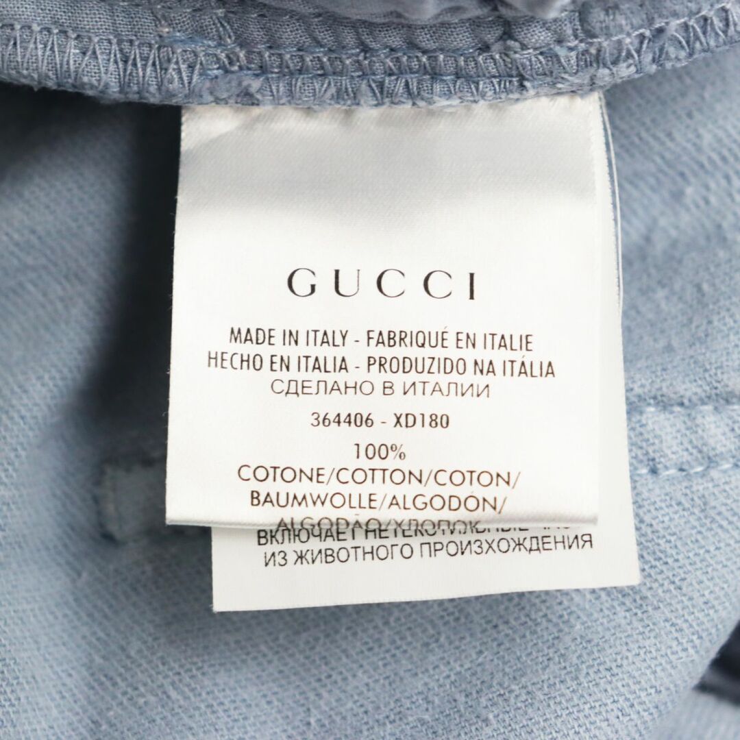 Gucci(グッチ)の【ドンドン見直し】美品●グッチ 364406 60's skinny レザーロゴパッチ付き コーデュロイパンツ ライトブルー 46 伊製 メンズおすすめ◎ メンズのパンツ(その他)の商品写真