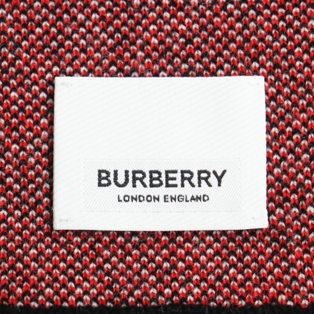 BURBERRY(バーバリー)の極美品●BURBERRY バーバリー カシミヤ100% ビッグロゴ フリンジ付き 厚手 大判 フットボールマフラー 188×30cm マルチカラー 正規品 メンズのファッション小物(マフラー)の商品写真