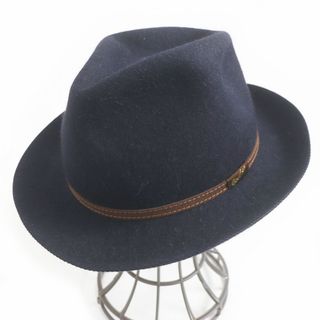 極美品□Borsalino/ボルサリーノ ALESSANDRIA アレッサンドリア ラビットファー フェルトハット/中折れ帽 ネイビー 58 イタリア製 正規品