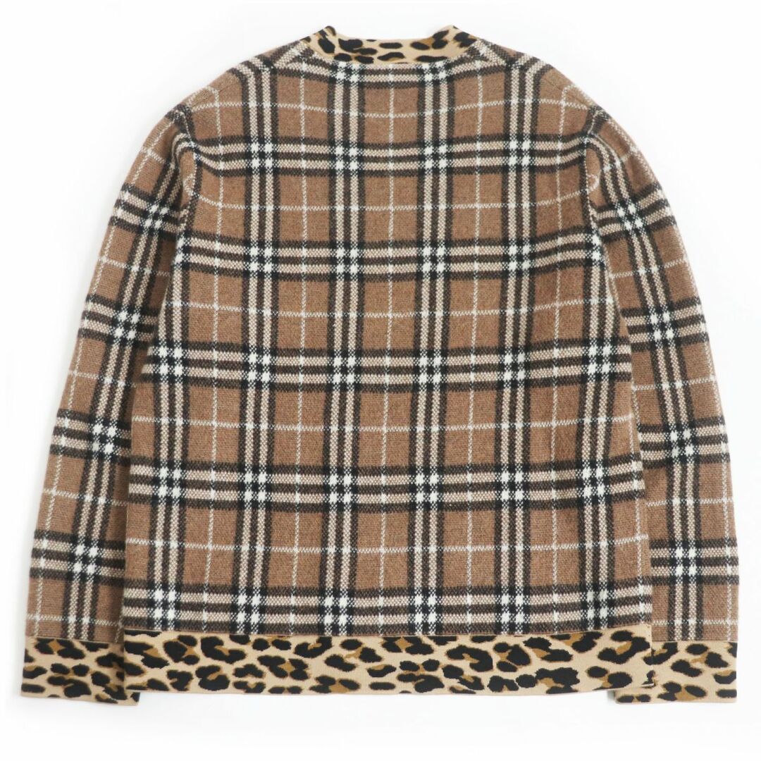 BURBERRY(バーバリー)の極美品□BURBERRY/バーバリー 4559477 チェック レオパード柄 カシミヤ×モヘア×シルク Vネック 長袖ニット/セーター 茶 L 国内正規品 メンズのトップス(ニット/セーター)の商品写真