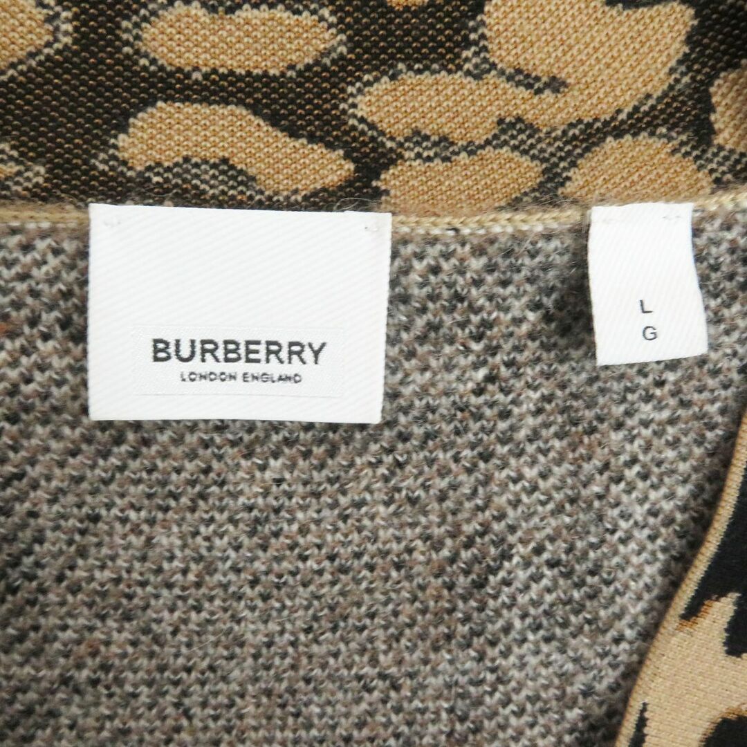 BURBERRY(バーバリー)の極美品□BURBERRY/バーバリー 4559477 チェック レオパード柄 カシミヤ×モヘア×シルク Vネック 長袖ニット/セーター 茶 L 国内正規品 メンズのトップス(ニット/セーター)の商品写真