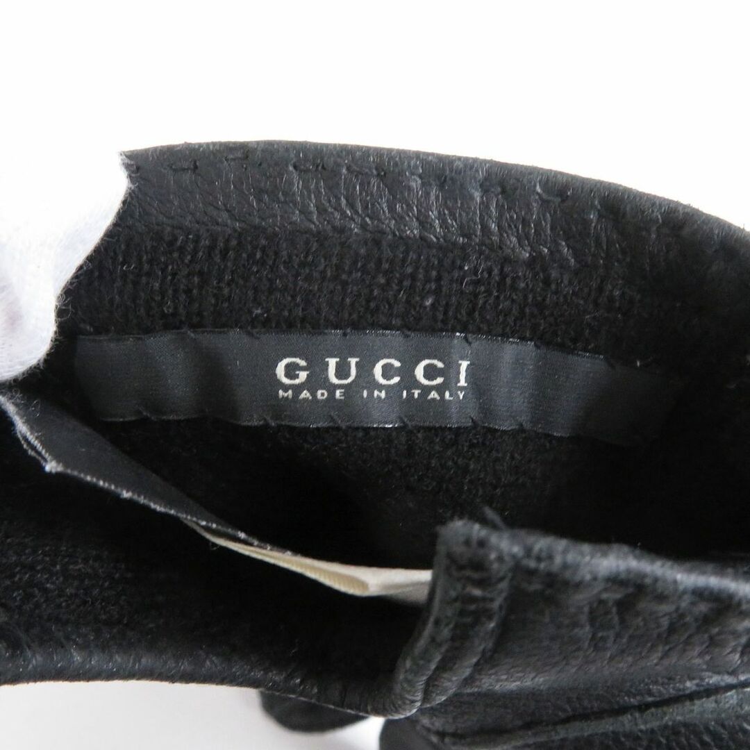 Gucci(グッチ)の良品□GUCCI/グッチ　GGロゴ金具　鹿革　ディアスキン　裏カシミヤ100％　レザーグローブ/手袋　ブラック　イタリア製　正規品　メンズ メンズのファッション小物(手袋)の商品写真