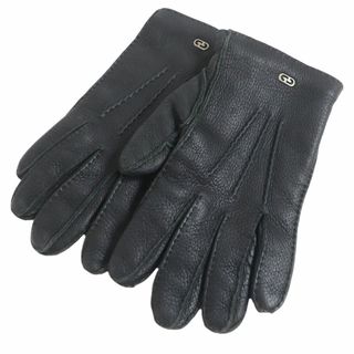 グッチ(Gucci)の良品□GUCCI/グッチ　GGロゴ金具　鹿革　ディアスキン　裏カシミヤ100％　レザーグローブ/手袋　ブラック　イタリア製　正規品　メンズ(手袋)