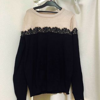 シーイン(SHEIN)のshein コントラストレースカラーニット(ニット/セーター)