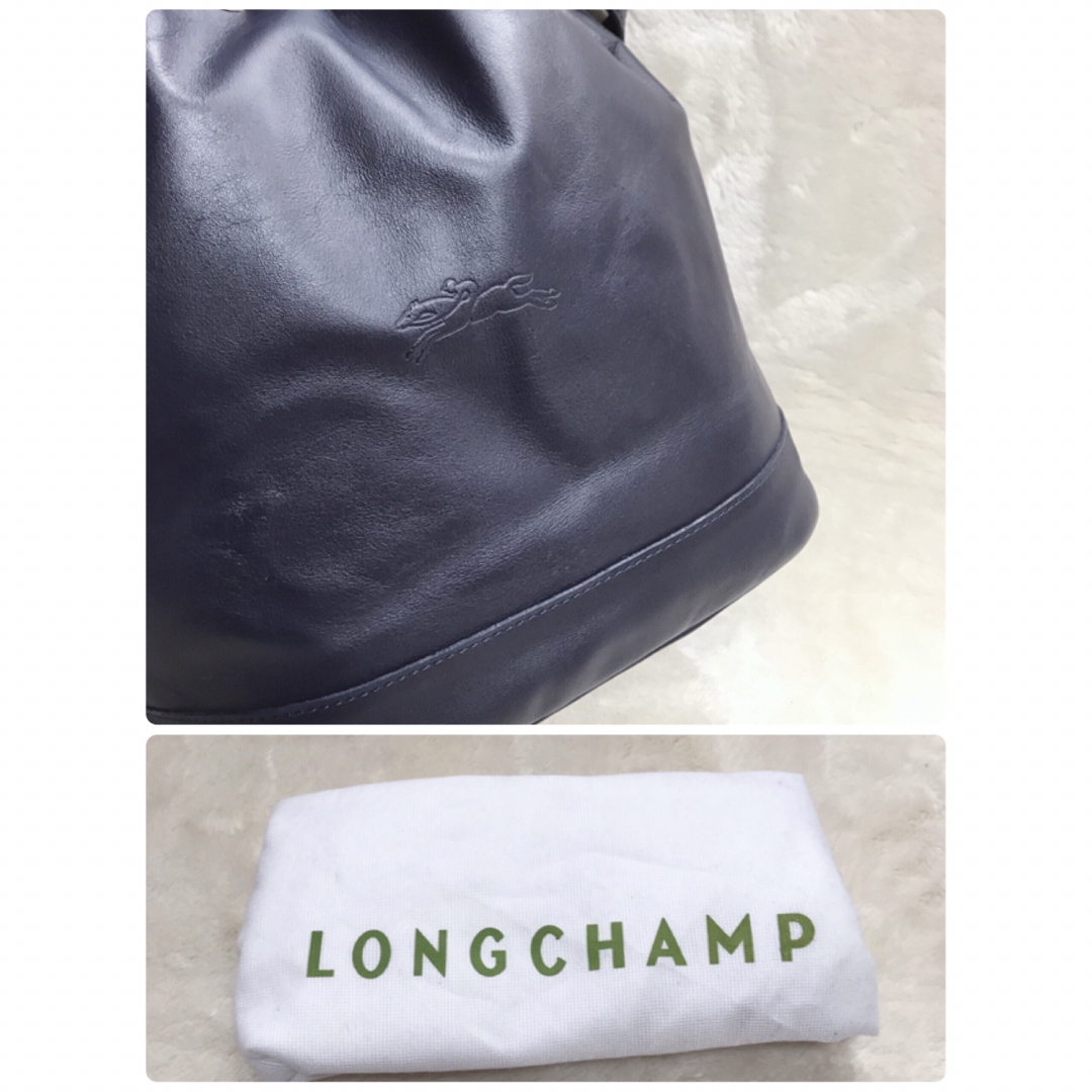 LONGCHAMP(ロンシャン)の美品 LONGCHAMP ロゴ 巾着 オールレザー ショルダーバッグ タッセル レディースのバッグ(ショルダーバッグ)の商品写真