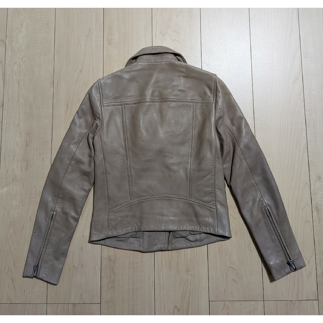 All Saints(オールセインツ)のUK6 良品 ALLSAINTS Dalby Biker Jacket ベージュ レディースのジャケット/アウター(ライダースジャケット)の商品写真