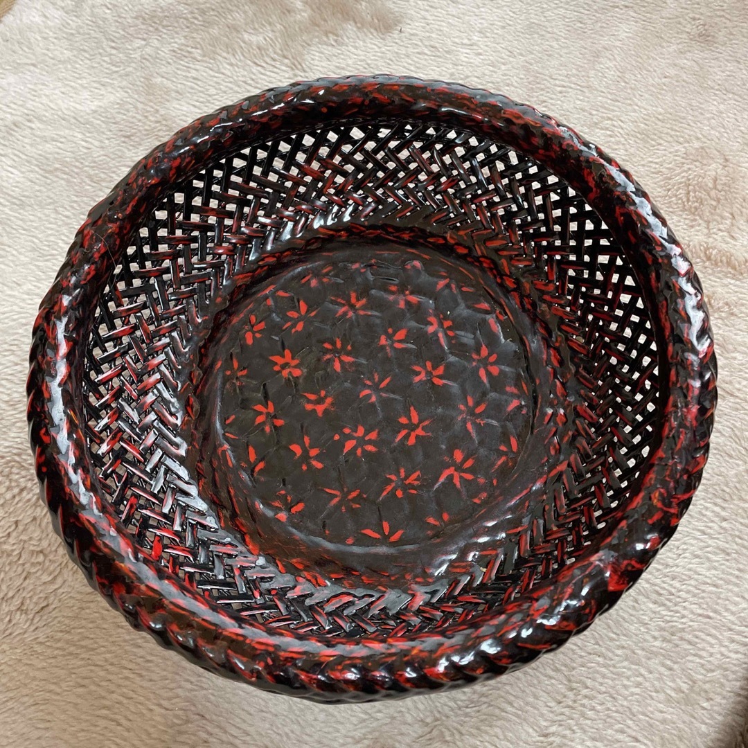 籃胎漆器 らんたい漆器 菓子器 福岡県久留米 特産 伝統工芸品の 籃胎漆器 らんたい漆器 菓子器 福岡県久留米 特産 伝統工芸品の