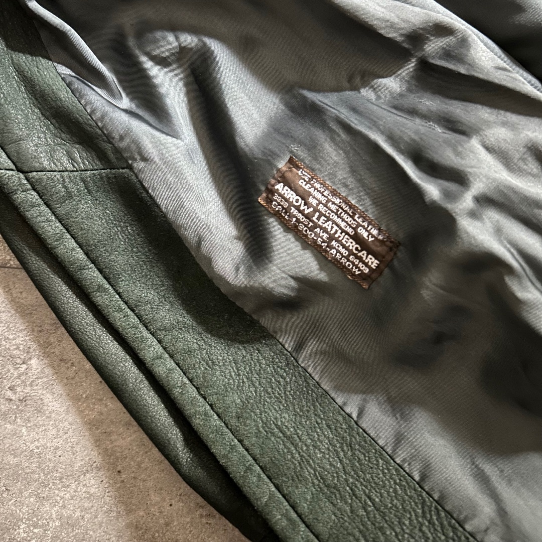 80s remy レザージャケット USA製 ダークグリーン 42 メンズのジャケット/アウター(レザージャケット)の商品写真