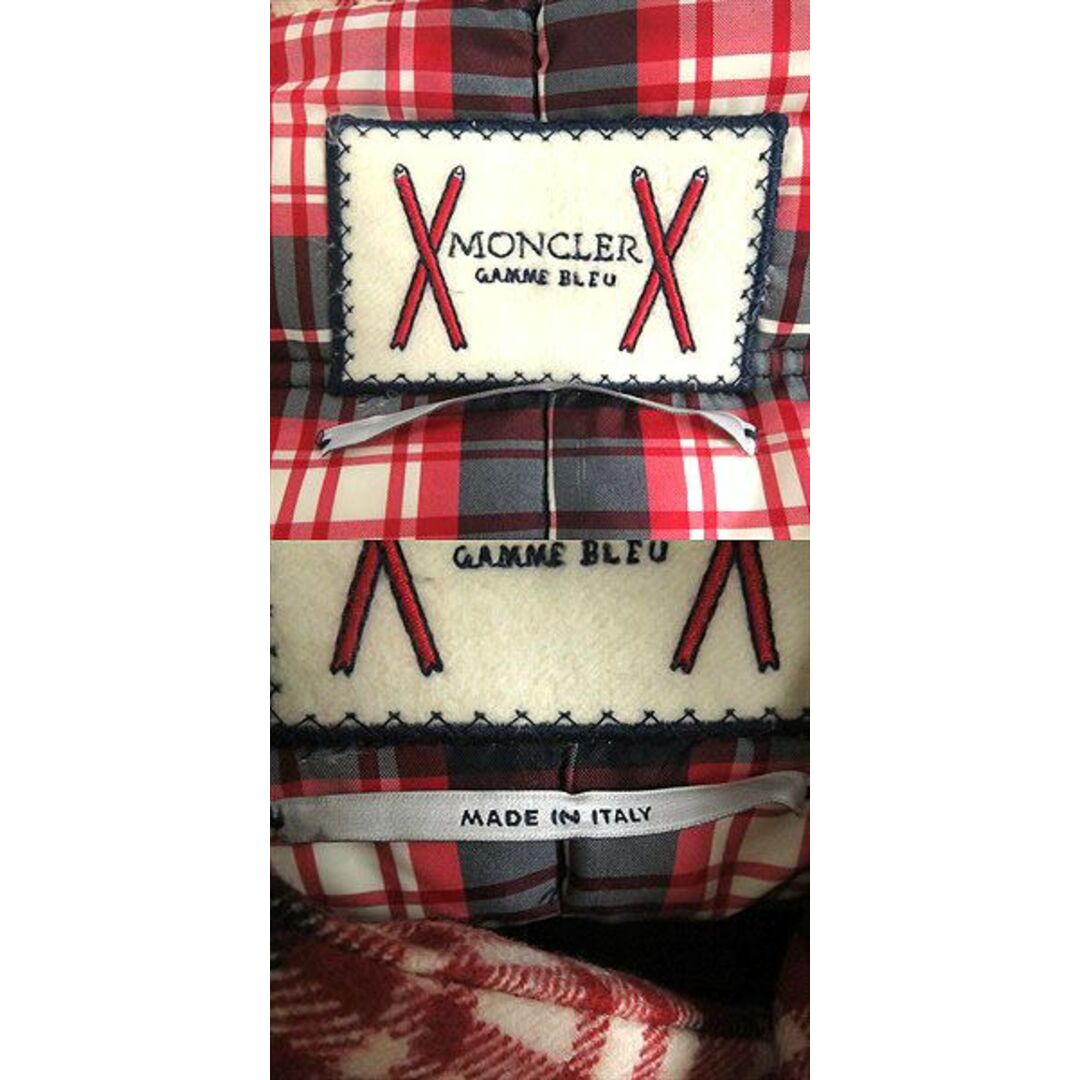 MONCLER(モンクレール)の美品□MONCLER GAMME BLEU/モンクレールガムブルー MANTELLA チェック柄 ダウンパティング ポンチョ レッド×ネイビー 1 伊製 メンズ メンズのジャケット/アウター(ダウンジャケット)の商品写真