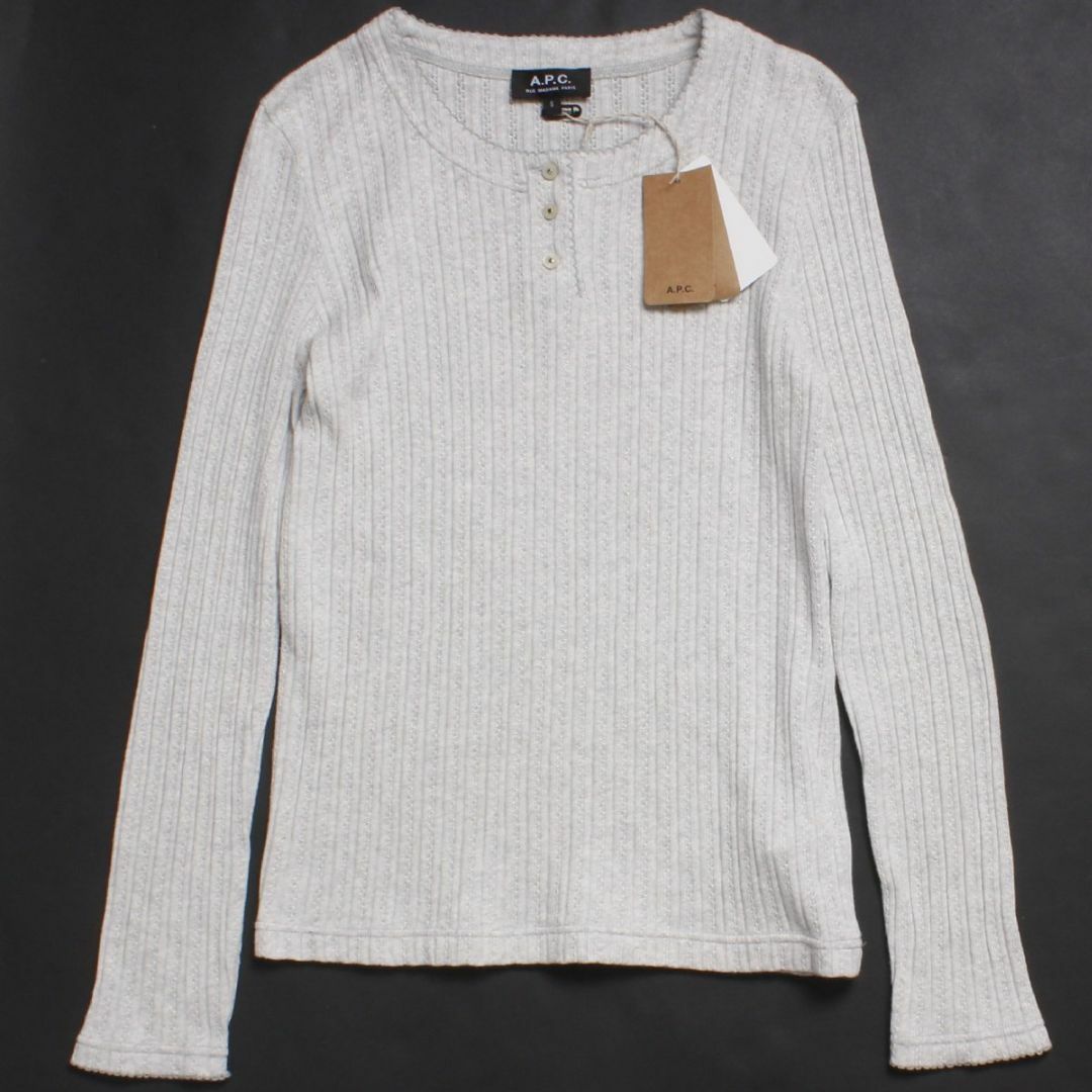 A.P.C(アーペーセー)の新品 A.P.C. henry neck TEE グレー ヘンリーネックTシャツ レディースのトップス(カットソー(長袖/七分))の商品写真