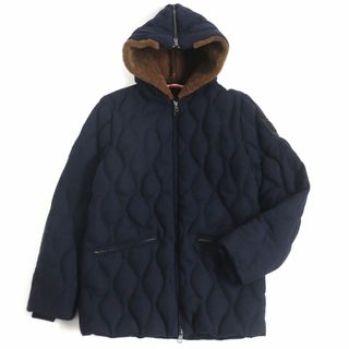 モンクレール(MONCLER)の良品□MONCLER/モンクレール PATRICE フード裏ムートン WZIP フーデッド キルティング ダウンジャケット/コート ネイビー 0 正規品 メンズ(ダウンジャケット)