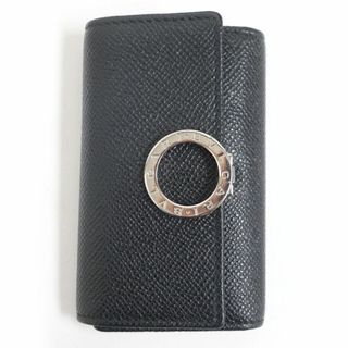 ブルガリ(BVLGARI)の美品□BVLGARI ブルガリブルガリ ロゴクリップ シルバー金具 グレインカーフ 6連 レザーキーケース ブラック イタリア製 箱付き メンズ(キーケース)