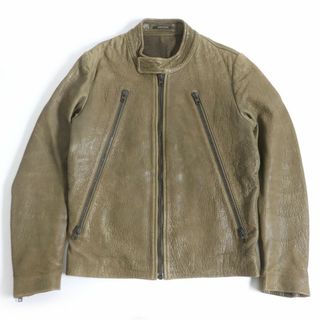 マルタンマルジェラ(Maison Martin Margiela)の良品□Maison Margiela 14 メゾンマルジェラ S50AM0201 スタンドカラー ラムスキン 八の字ライダース ベージュ系 46 伊製 正規品 メンズ(ライダースジャケット)