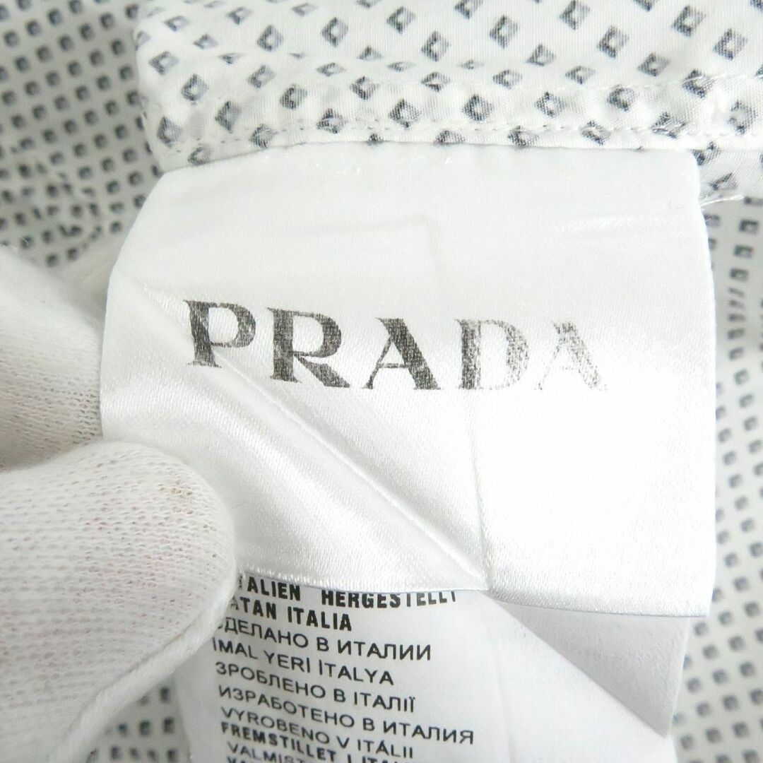 PRADA(プラダ)の美品□PRADA/プラダ 総柄 コットン100％ ロングスリーブ 長袖シャツ/ドレスシャツ ホワイト系マルチカラー 37 イタリア製 正規品 メンズ メンズのトップス(シャツ)の商品写真