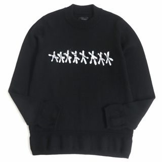 ジバンシィ(GIVENCHY)の美品□GIVENCHY/ジバンシィ BM90HC4Y5D Tufting Logo Crew Knit モックネック 長袖 ウールニット/セーター ブラック M イタリア製 正規品(ニット/セーター)