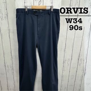 ORVIS　90s　チノパン　コットンパンツ　ネイビー　紺　W34　USA古着