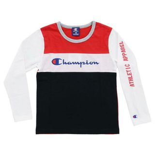 チャンピオン(Champion)の【アウトレット】Champion チャンピオン キッズ CE7299 11 / CE7299 20 / CE7299 08 Tシャツ キッズ 子供 ロンT 長袖 ロゴ 女の子 男の子 1.レッド(Tシャツ/カットソー)