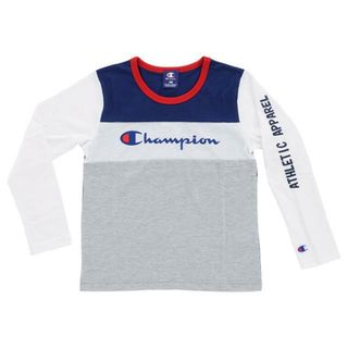 チャンピオン(Champion)の【アウトレット】Champion チャンピオン キッズ CE7299 11 / CE7299 20 / CE7299 08 Tシャツ キッズ 子供 ロンT 長袖 ロゴ 女の子 男の子 2.ネイビー(Tシャツ/カットソー)