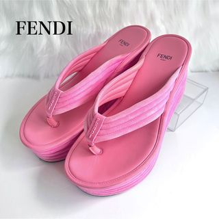 フェンディ(FENDI)のフェンディ ビーチサンダル スエード 39 ピンク プラットフォーム 厚底(サンダル)