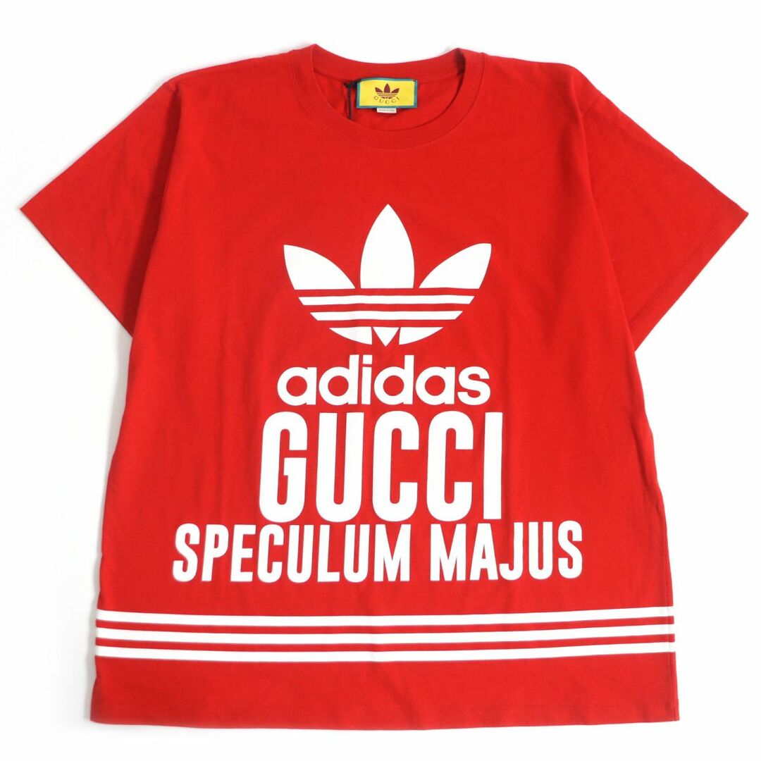 Gucci(グッチ)の未使用品□22SS GUCCI×adidas グッチ アディダス 616036 トレフォイル ロゴプリント 半袖Tシャツ/カットソー レッド L イタリア製 正規品 メンズのトップス(Tシャツ/カットソー(半袖/袖なし))の商品写真