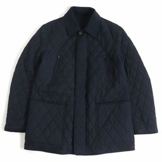 ブリオーニ(Brioni)の美品□BRIONI/ブリオーニ 無地 裏シルク混 WZIP リバーシブル キルティングジャケット/ブルゾンジャケット ネイビー S イタリア製 正規品(その他)