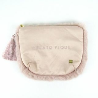 ジェラートピケ(gelato pique)のジェラートピケ ポーチ 未使用 ファー/サテン  ロゴ マルチケース 小物入れ ブランド レディース ピンク gelato pique(ポーチ)